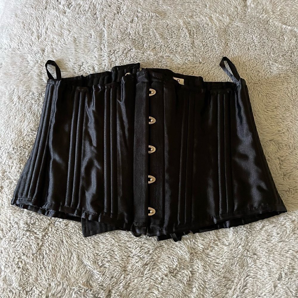 CAMELLIAS corcet black satin 26 steel bones - Picture 2 of 16